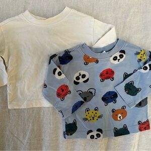 Hanna Andersson Baby Animal Print and Cream Long Sleeve Shirts